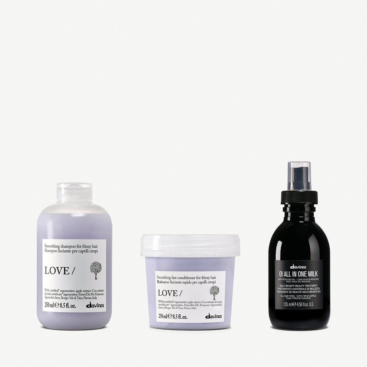 【いちご】davines ヘアケアセット Smoothing kit for unruly hair LOVE Smoothing + OI Kit | Davines